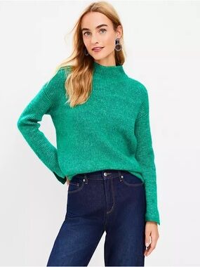 LOFT Emerald Green Mock Neck Sweater